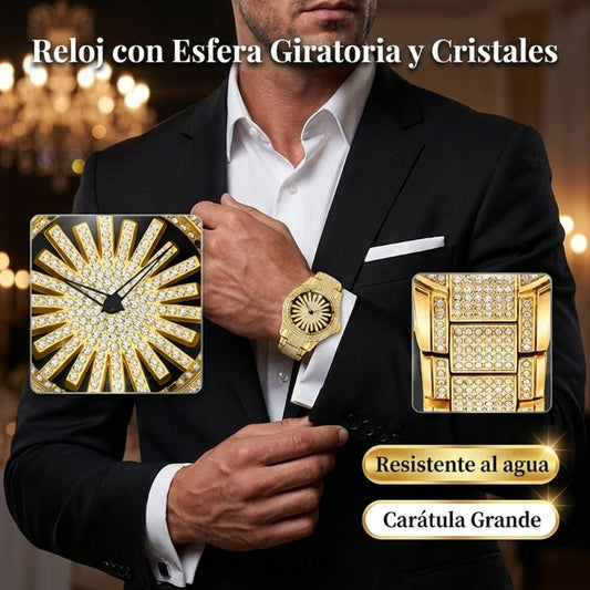 Reloj Iced-Out para Hombre – Esfera Giratoria