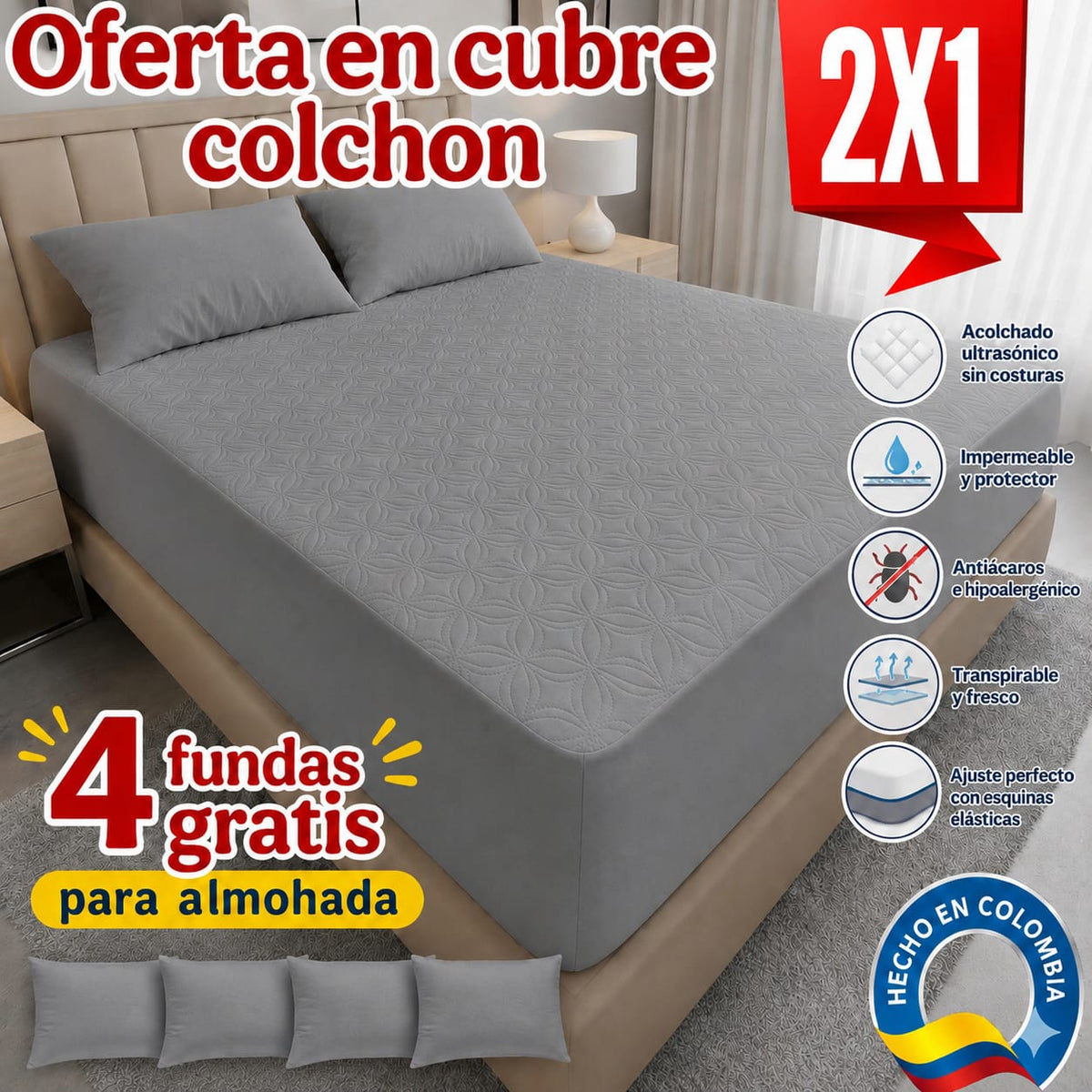 Protector de Colchón – Pack 2 + 4 Fundas de Almohada